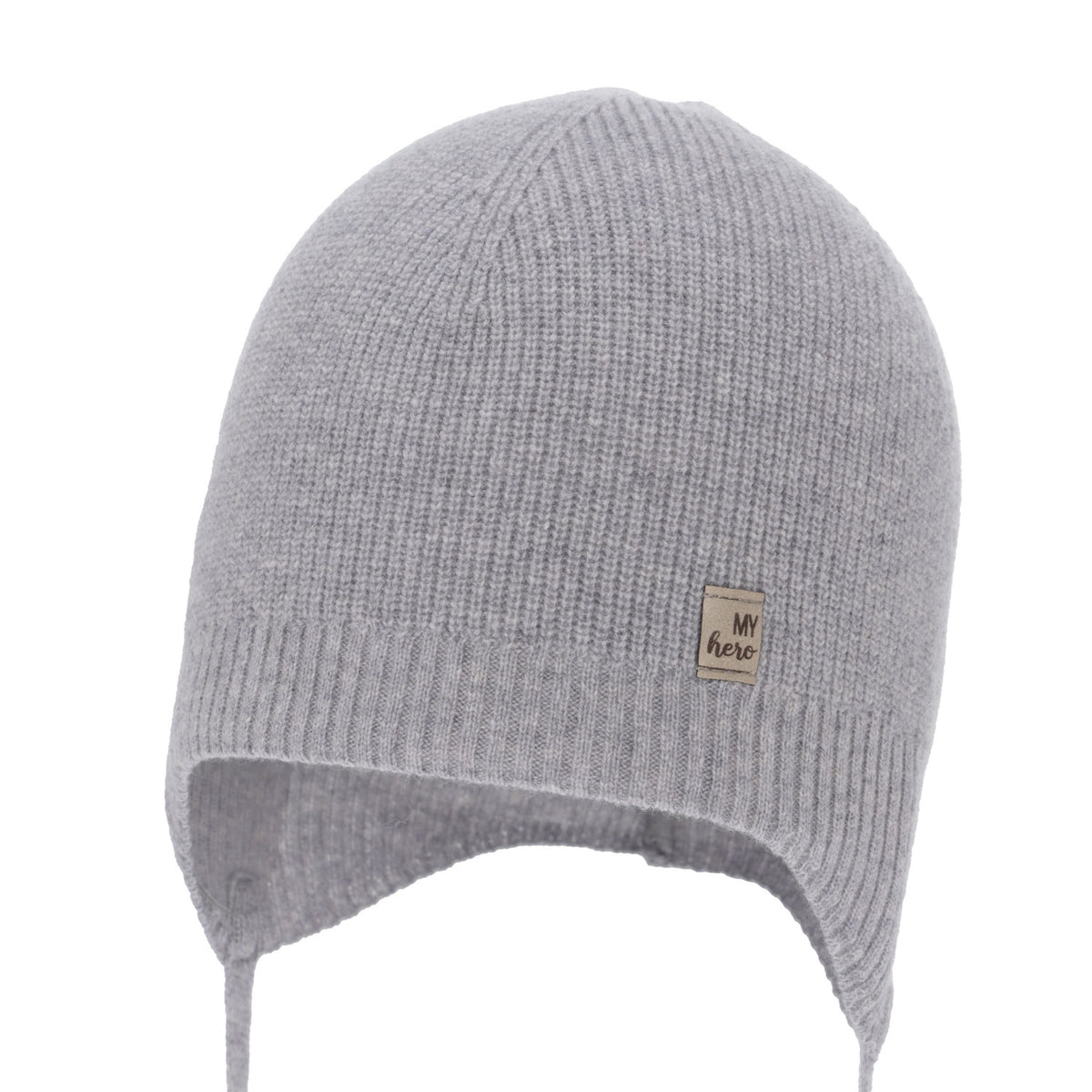 Children's beanie merino wool/cashmere, grey, size 42-44