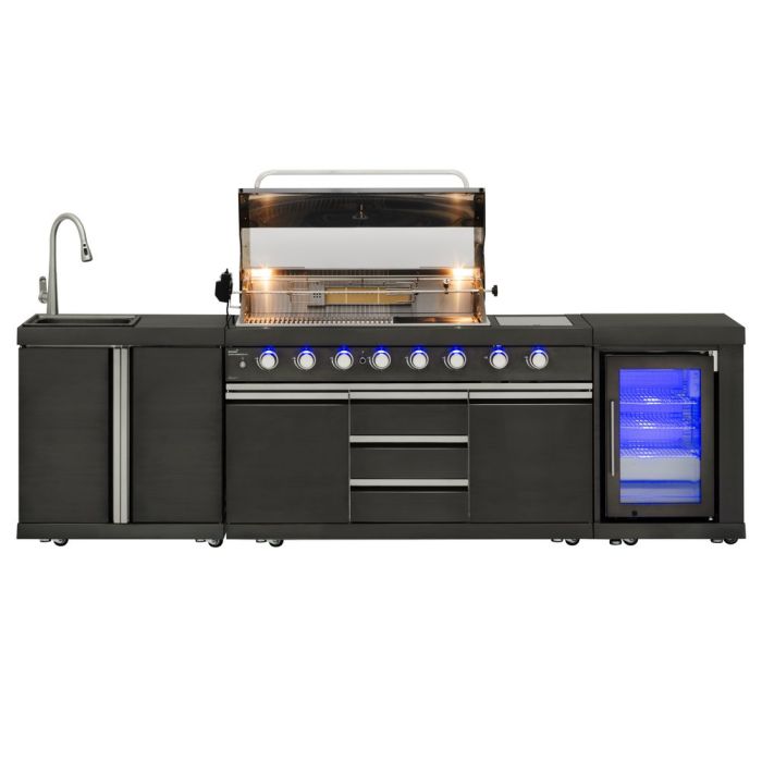 Mustang Gas Grill Black Diamond 6+2 summer kitchen with refrigerator, custom product