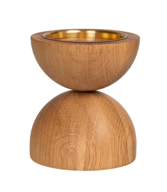 Aarikka Duo kynttilänjalka kulta,tammi, 12,5cm