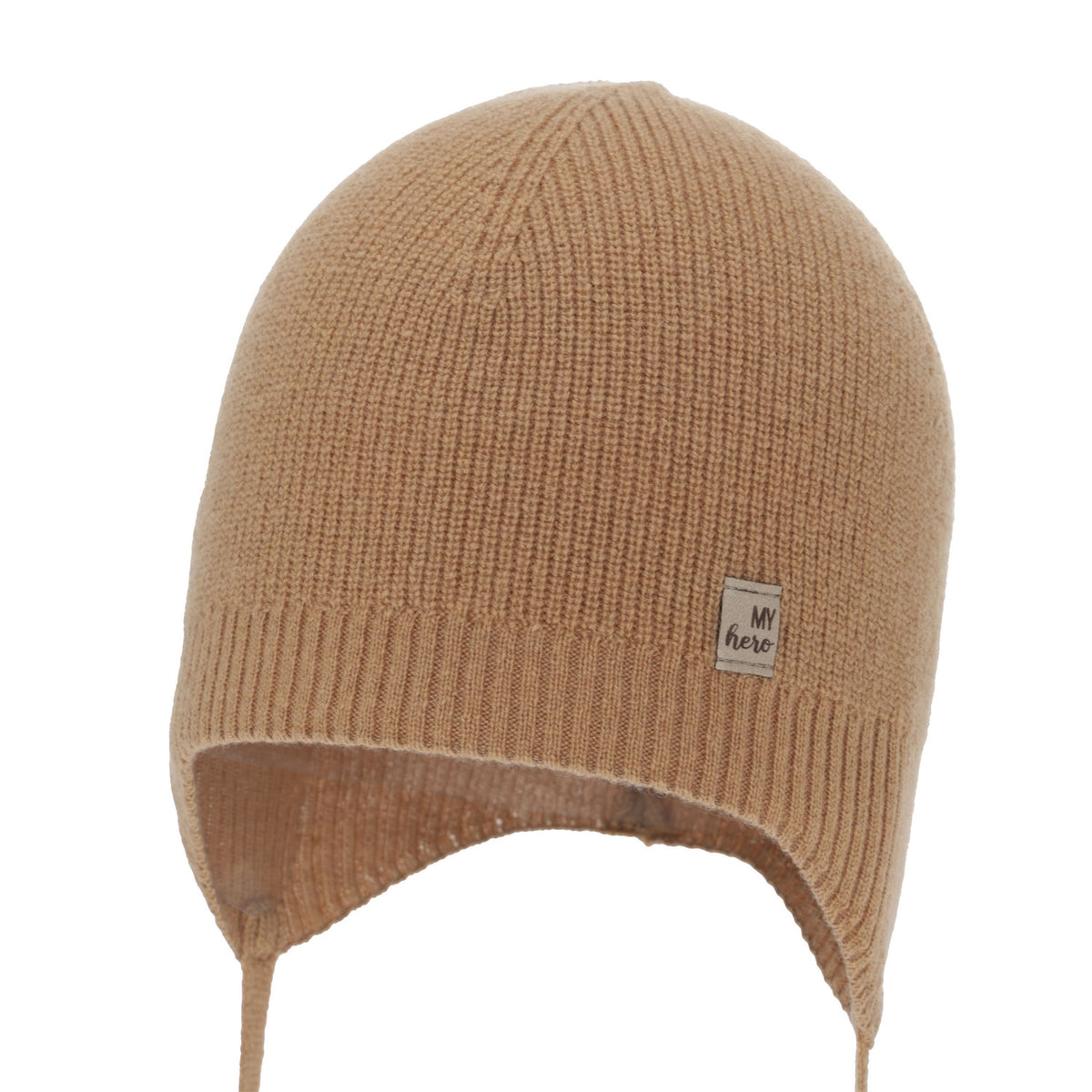 Children's beanie merino wool/cashmere, camel, size 42-44