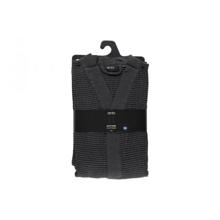 Relaxed waffle bathrobe L/XL black-grey